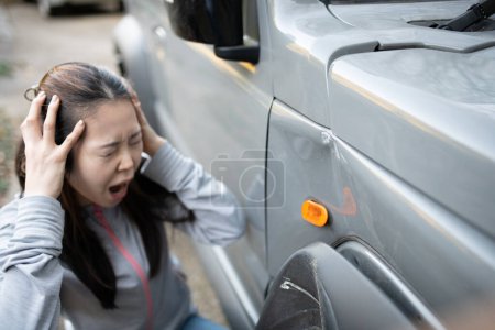 A woman suffering from a traffic accident