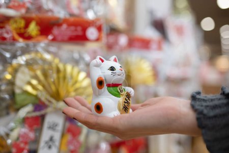 Téléchargez les photos : Chat chinois avec un jouet souvenir dans le magasin de l'année - en image libre de droit