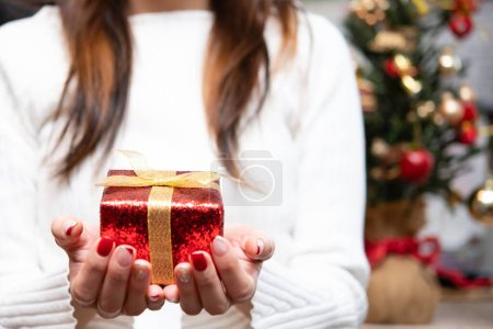Photo for Woman with a present box - Royalty Free Image