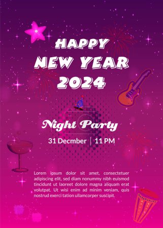 Illustration for Happy New Year lettering background with firework decoration vector - Royalty Free Image