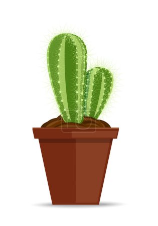 Illustration for Cactus in a flower pot. Desert plant. Prickly plant. Vector illustration isolated on white - Royalty Free Image