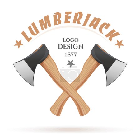 Illustration for Lumberjack logo design. Two crossed lumberjack axes. Vector illustration - Royalty Free Image