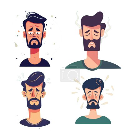 Illustration for Set Of Sad, stressful man - Royalty Free Image