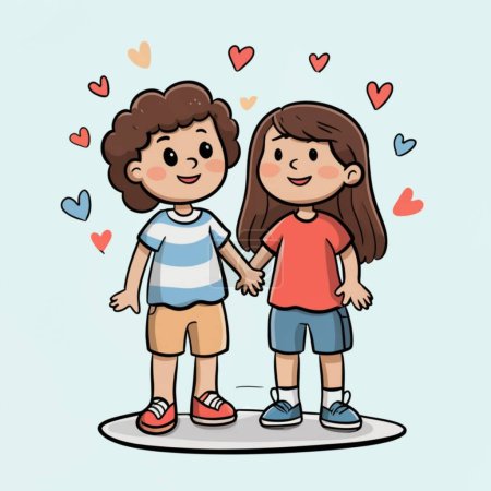 Illustration for Sister and brother siblings love vector design - Royalty Free Image
