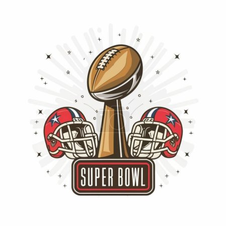 Diseño de trofeos vectoriales para el campo de fútbol americano, Super Bowl