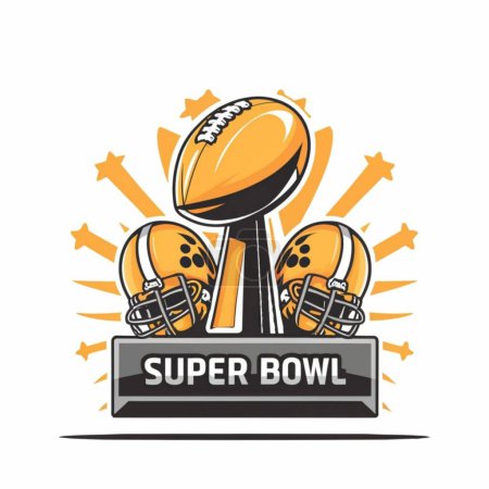 Illustration for Trophy Vector Design for American Football Field, Super Bowl - Royalty Free Image
