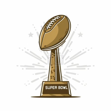 Téléchargez les illustrations : Conception vectorielle de trophée pour le terrain de football américain, Super Bowl - en licence libre de droit