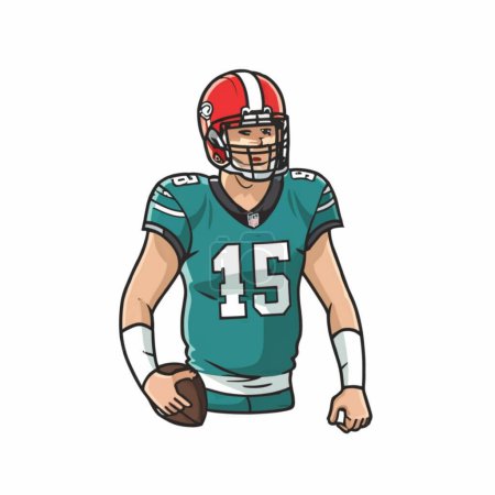 Illustration for American Super Bowl Player hold Bowl - Royalty Free Image