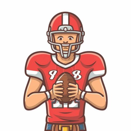 Illustration for American Super Bowl Player hold Bowl - Royalty Free Image