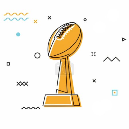 Illustration for American super bowl trophy in continuous line  vector illustrati - Royalty Free Image