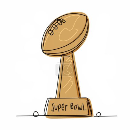 Amerikanische Super-Bowl-Trophäe in kontinuierlichen Zeilenvektorillustrationen