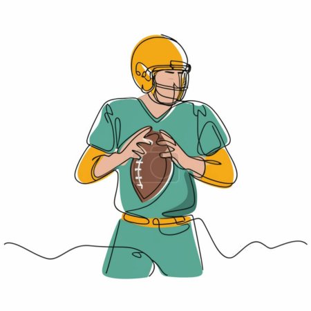 Illustration for American super bowl player continuous line vector illustration, - Royalty Free Image