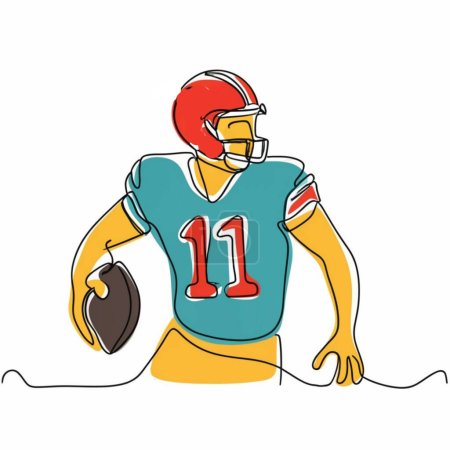 Illustration for American super bowl player continuous line vector illustration, - Royalty Free Image