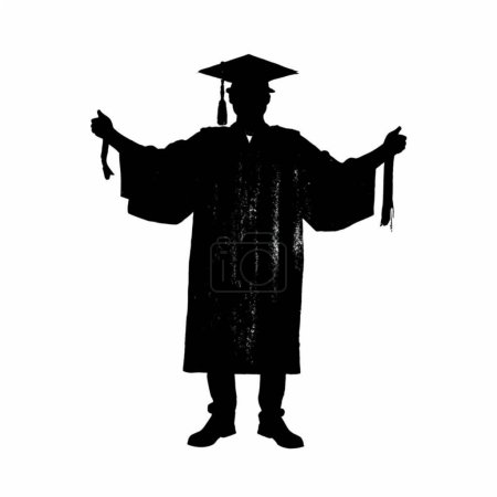 Illustration for Graduate man silhouette and vector illustration, different style - Royalty Free Image