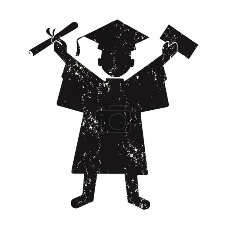 Illustration for Graduate man silhouette and vector illustration, different style - Royalty Free Image