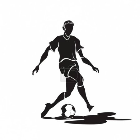 Footballer silhouette and vector illustration, different style, 