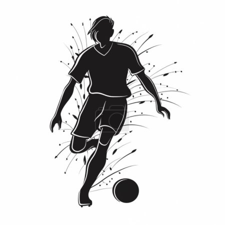 Footballer silhouette and vector illustration, different style, 