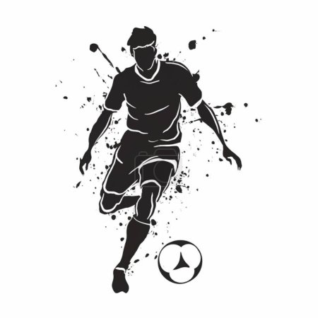 Illustration for Footballer silhouette and vector illustration, different style, - Royalty Free Image