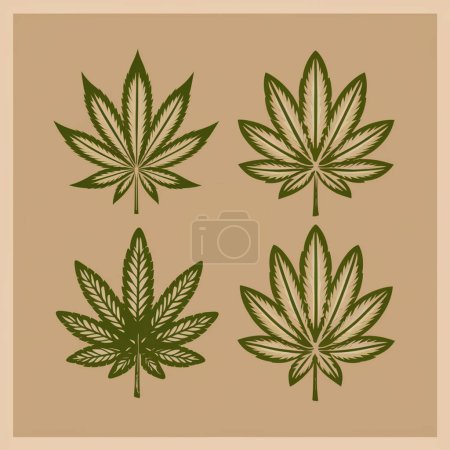 Set von Cannabis Marihuana Hanfblatt flache Symbol Vektor Green Medic