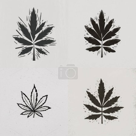 Set von Cannabis Marihuana Hanfblatt flache Symbol Vektor Green Medic