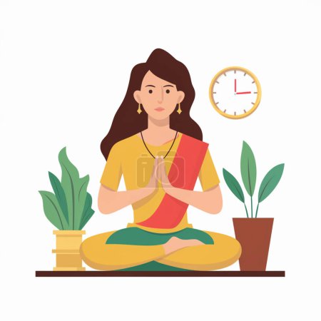 Illustration for Ayurveda Yoga, meditation vector clipart design - Royalty Free Image