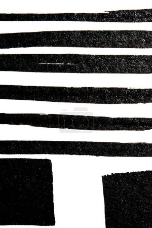 Una pluma de líneas de pinceladas abstracta en blanco y negro pintada sobre papel blanco.fondo