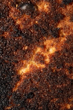 A Very Burnt Bread Roll Toast Close Up Texture