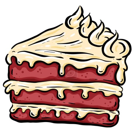 Ilustración de Ilustración del personaje de la rebanada de pastel de terciopelo rojo de dibujos animados - Imagen libre de derechos