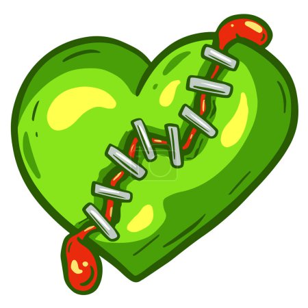 Illustration for Cartoon Zombie Love Heart Valentines Day Halloween Illustration with Bones and Blood - Royalty Free Image