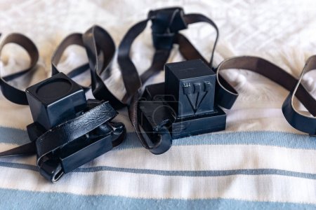 Photo for Close-up photo of tefillin and tallit. A symbol of the Jewish people - Royalty Free Image