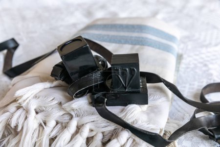 Photo for Pair of Tefillin and Tallit A symbol of the Jewish people - Royalty Free Image