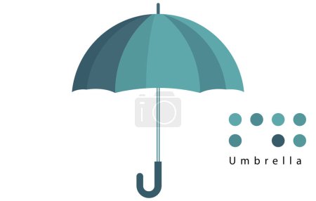 Ilustración plana a color sólido de un paraguas, icono de paraguas vectorial.