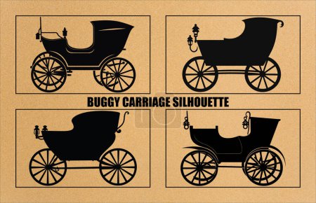 Buggy Carriage Set, Silhouetten von Buggy Carriage schwarz Clipart Collection