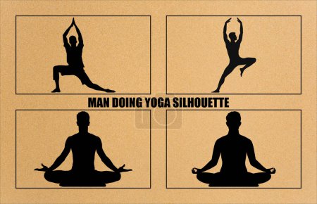 silhouette man in yoga posture,silhouette of a man doing meditation,Yoga siluettes in vector,meditating man