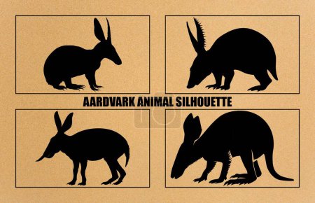 Illustration de logo vectoriel Collection Aardvark Walking Silhouette, Ensemble vectoriel de silhouette Aardvark, Animal sauvage