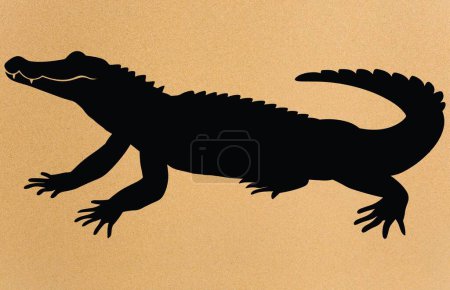 Illustration for Crocodile and alligator silhouette, Alligator straight tail silhouette - Royalty Free Image
