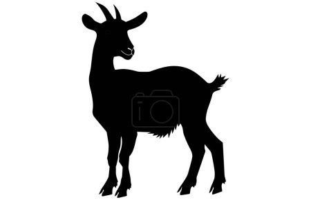 Black Alpine Goat Silhouette, Alpine ibex silhouette illustration