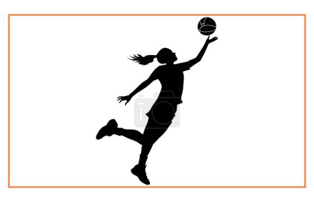 Handball player woman are throws the ball silhouette, Handball Players Silhouetes