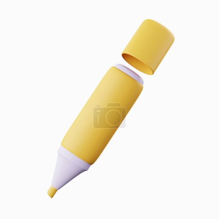 Photo for 3d marker pen for education, school and work. icon isolated on background, icon symbol clipping path. 3d render illustration. - Royalty Free Image