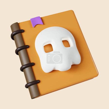 3d devil book Halloween icon. Traditional element of decor for Halloween. icon isolated on gray background. 3d rendering illustration. Clipping path..