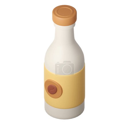 3d une bouteille de café lait latte Cartoon Style isolé sur un fond blanc. Illustration 3d.