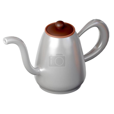 kettle , camping mug, coffee maker and isolated on white background. 3D render illustration..