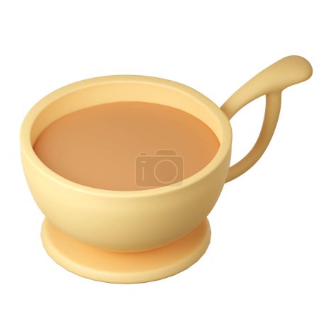 a cup of coffee .latte. espresso Cartoon Style Isolated on a White Background. 3d illustration.