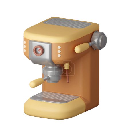 Coffee Maker Cartoon Style Isolated on a White Background. 3d illustration.
