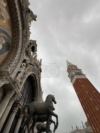 Horses and Basilica di San Marco, Venice, Italy