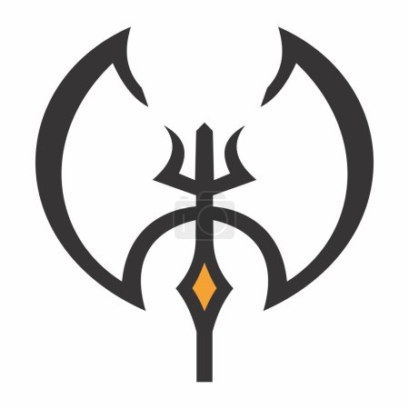 Gráfico vectorial ilustración de Trident hacha Logo