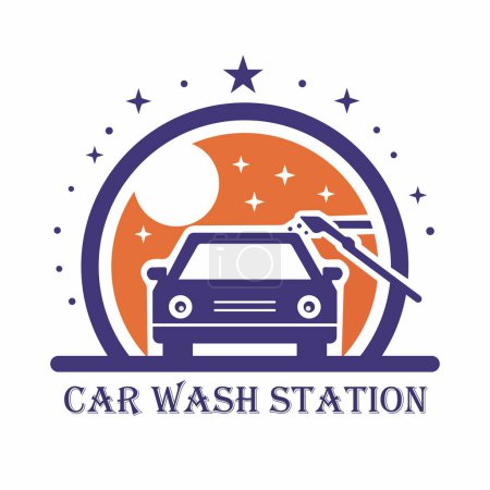 Téléchargez les illustrations : Illustration graphique vectorielle du logo de la station de lavage de voiture - en licence libre de droit