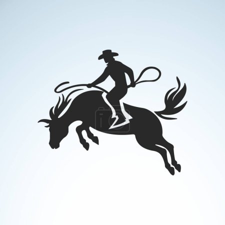 Illustration graphique vectorielle du logo de rodéo taureau noir