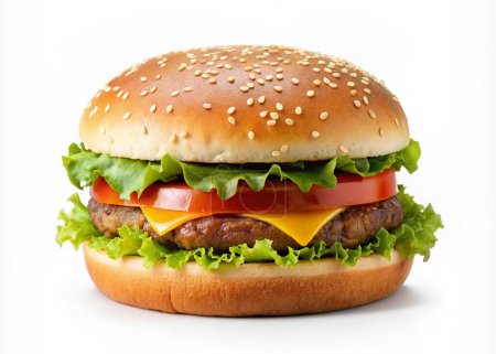Foto de hamburguesa clásica, aislado en blanco