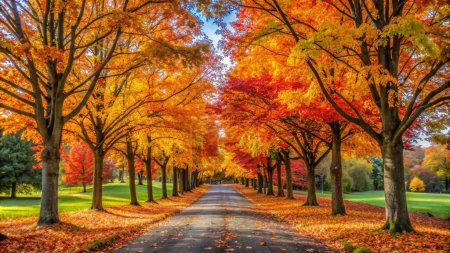 Herbst Bäume säumen Einfahrt Hintergrund